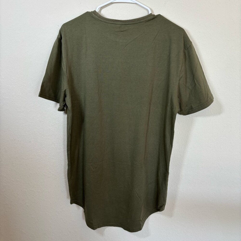 YTLA T-Shirt Mens Large Green Crew Neck Short Sleeve Curved Hem Minimalist - Picture 3 of 4